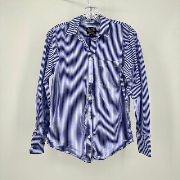 J. Crew Garcon Classic Womens Striped Shirt 4 Blue White Long Sleeve Button Up - Picture 2 of 11